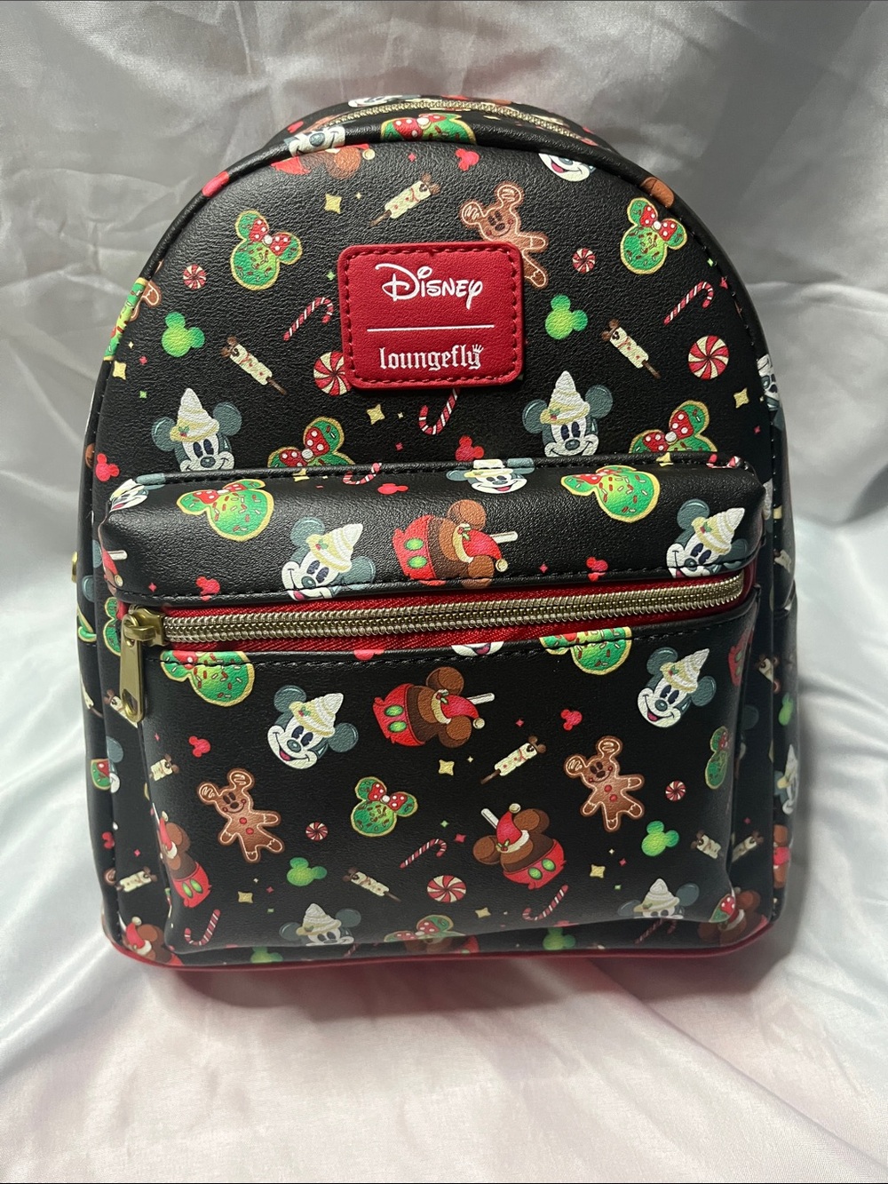 New Loungefly Black Holiday Mickey & Treats Mini Backpack